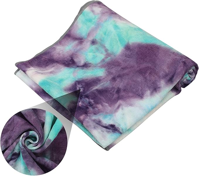 Yoga Towels , Non Slip Hot Yoga Towel Skidless Waffle Texture, 100% Absorbent Odorless Microfiber Yoga Blanket, Standard Sized 24 inchx72 inch Mat Towel,for Hot Yoga, Bikram, Pilates (Green & Pink)-FlexoryFit
