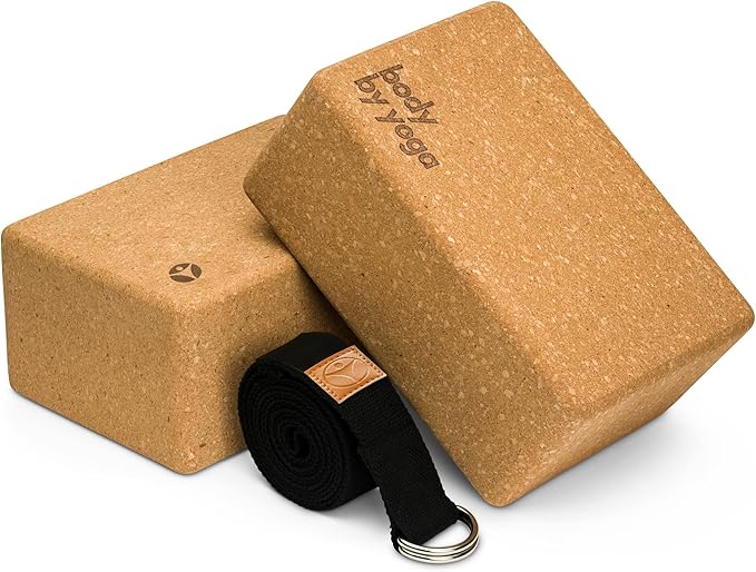 Premium Cork Yoga Blocks - Extra Large Yoga Block 2-Pack or Extra Tall 1-Pack for Inflexible Yogis | Natural, High-Density Cork for Superior Support & Stability | Optional Yoga Strap & Gift Box-FlexoryFit