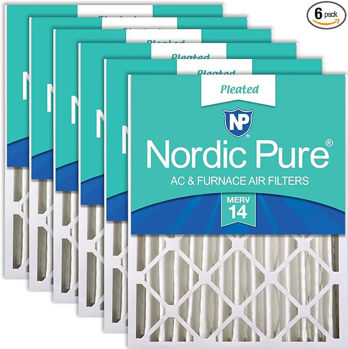 Nordic Pure 16x25x4 Pleated MERV 14 Air Filters 6 Pack by NordicPure