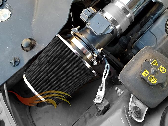 BLACK 4" 102 mm Inlet Truck Cold Air Cone Replacement Performance Washable Clamp-On Dry Air Filter (8" Tall)