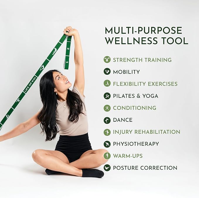 Stretching Strap: HEAVY Resistance Band, Stretch Strap with Loops for Yoga, Pilates, Dance, Physical Therapy, Gymnastics, Yoga Strap for Stretching, Workout, Flexibility-FlexoryFit