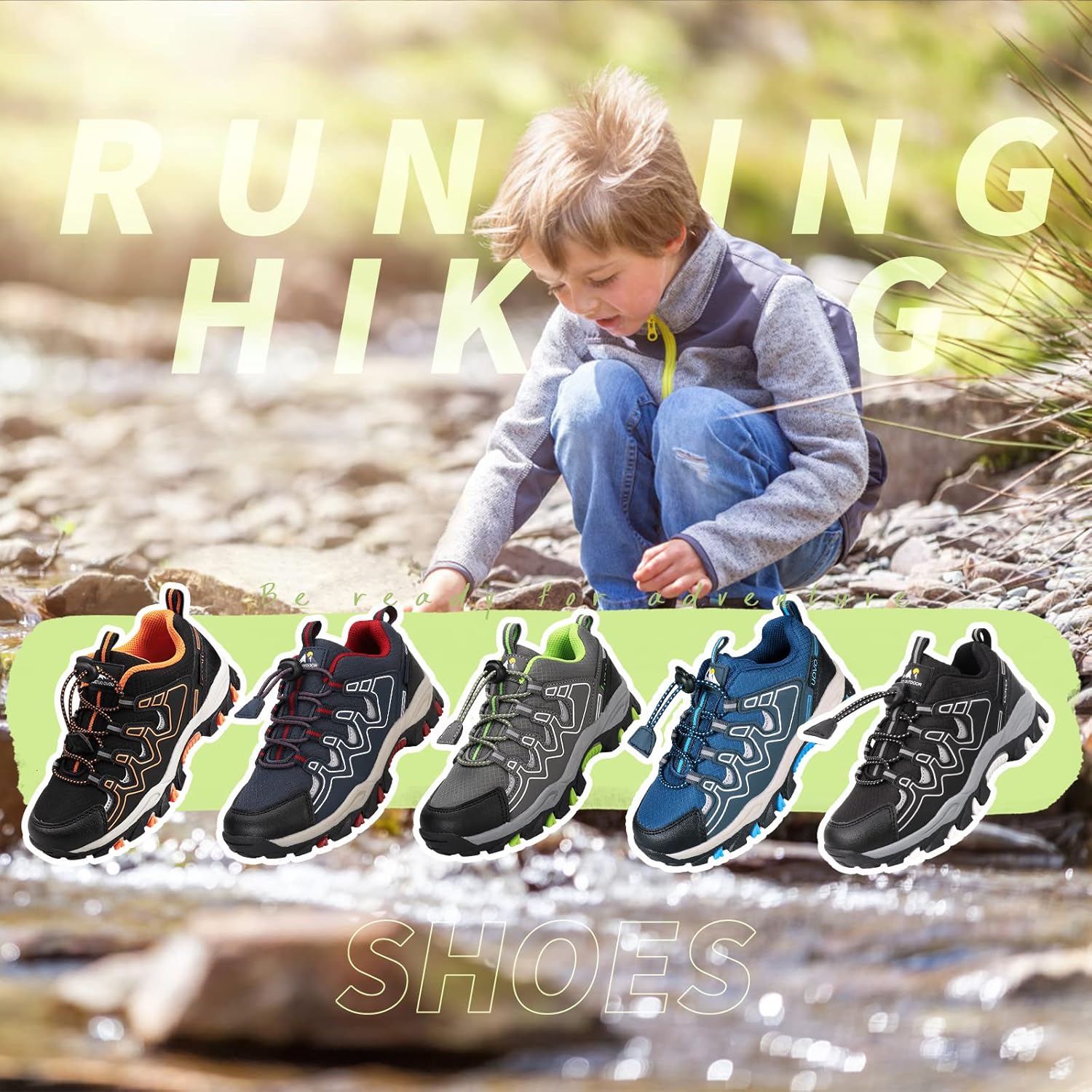 UOVO Boys Girls Kids Sneakers Hiking Running Outdoor Walking Tennis Shoes Waterproof Non Slip Fashion Sneakers(Little/Big Kids