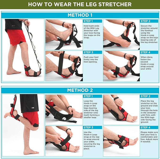 RDX Yoga Stretching Strap, Ankle Ligament Stretcher Belt with Loops Ligament Stretch Band, Fitness Leg Stretcher for Plantar Fasciitis, Foot Stretch Assist for Hamstring, Flexibility Exercise-FlexoryFit