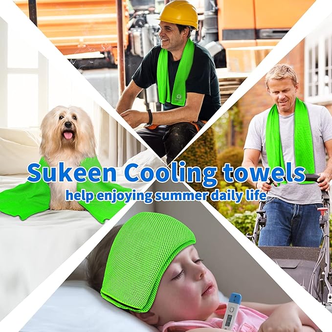 Sukeen 12 Pack Cooling Towel (40"x12"), Ice Towel Sets,Soft Breathable Chilly Towel,Microfiber Towel for Yoga,Sport,Running,Gym,Workout,Camping,Fitness,Workout-FlexoryFit