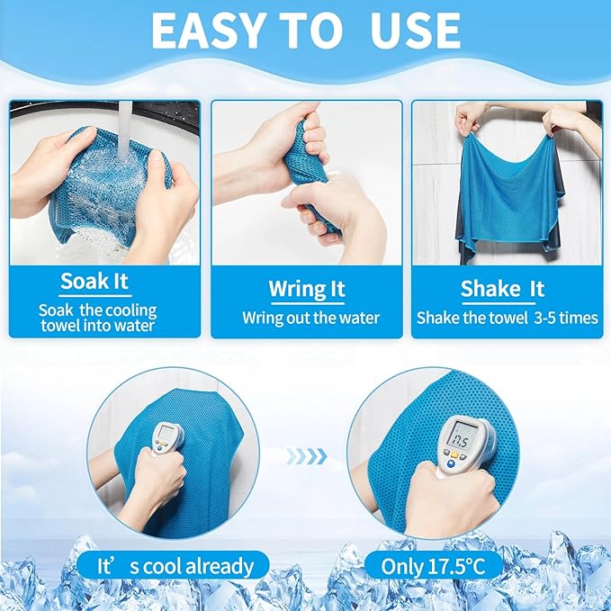 Honoson Cooling Towel Bulk - Neck & Face Cool Chilly Towels Microfiber Breathable Sport Sweat Rag for Gym, Yoga, Travel, Camping, Running, Outdoor-FlexoryFit