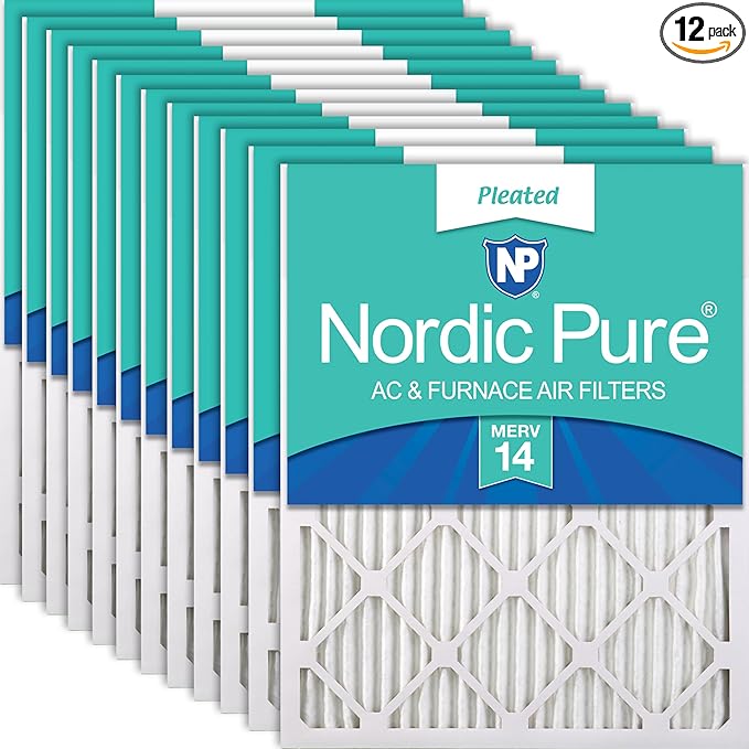 Nordic Pure 18x24x1 (17 1/2 x 23 1/2 x 3/4) Pleated MERV 14 Air Filters 12 Pack