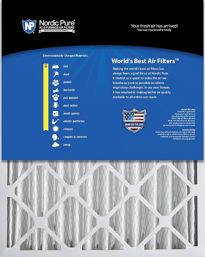 Nordic Pure 20x24x4 (19_3/8 x 23_3/8 x 3_5/8) Pleated MERV 10 Air Filters 6 Pack