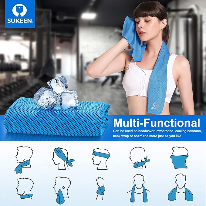 Sukeen Cooling Towel,Instant Evaporative Cooling for Sports,Yoga,Golf,Gym,Neck,Workout and More(40”x 12”)-FlexoryFit