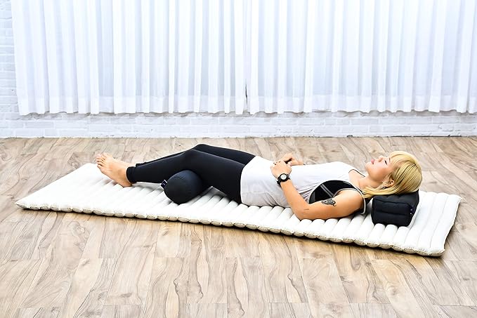 Leewadee Small Yoga Bolster – Shape-Retaining Cervical Neck Roll, Tube Pillow for Comfortable Reading, Kapok Filling, 22 x 6 x 6 inches-FlexoryFit