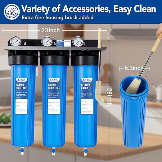 WF3-01 PRO 3-Stage Whole House Water Filtration System, Big Blue 20" x 5.5" - Image 8