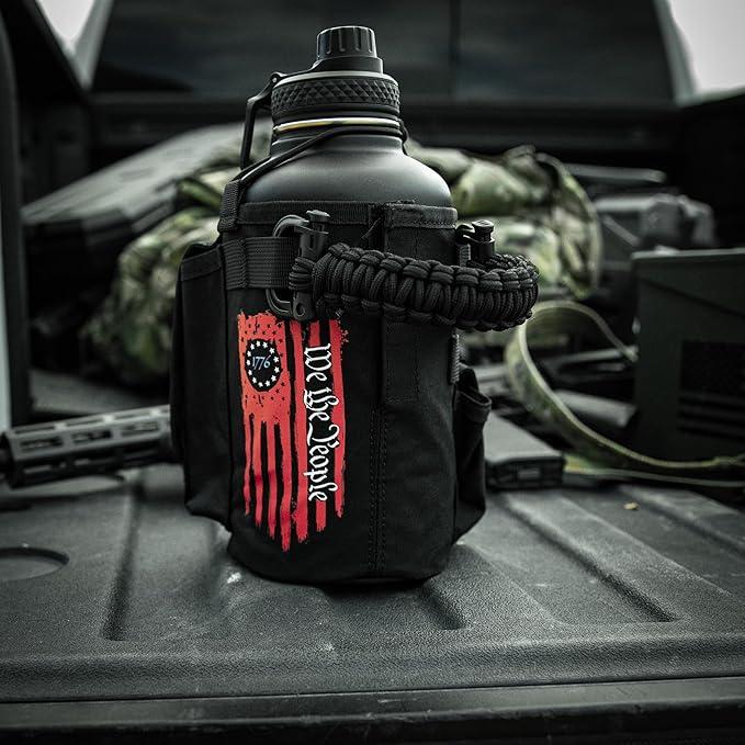 Iron InfideI Battle Bottle Sleeve - 64 oz and 32 oz Water Bottle Sleeve Only for Half Gallon 1L Steel Water Bottle | Rugged Cover with Molle for Versatile Design with Storage for Phone, Wallet & Keys-FlexoryFit