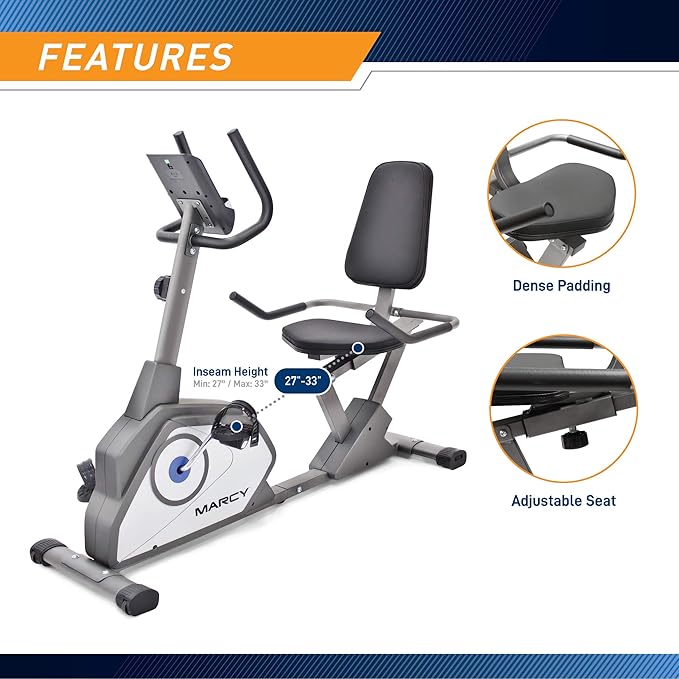 Marcy Magnetic Recumbent Exercise Bike with 8 Resistance Levels-FlexoryFit