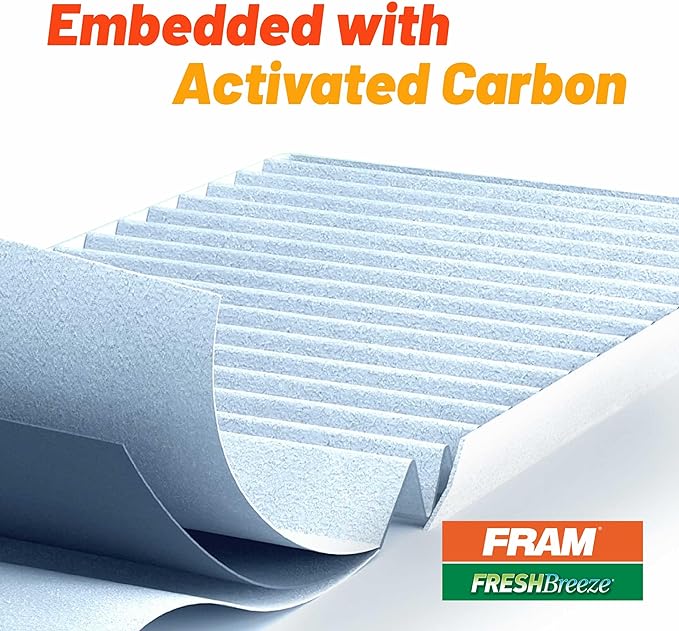 FRAM Fresh Breeze Cabin Air Filter Replacement for Car Passenger Compartment w/Arm and Hammer Baking Soda, Easy Install, CF11183 for Select Dodge and Jeep vehicles, white (Pack of 2)
