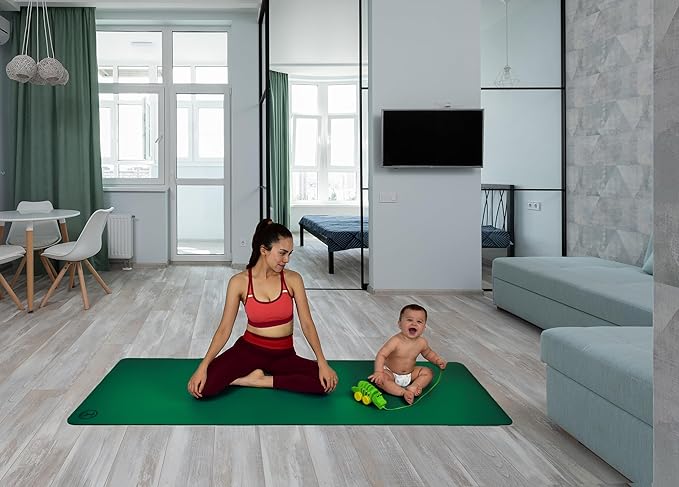 Tatago Hot Yoga Mat Non Slip-Professional Grade Natural Rubber Yoga Mat, Pliates Mat, Stretching Mat or exercise mats for home workout. Nonslip for Hot and Sweaty Classes. Includes Yoga Strap for Carrying and Stretching too.-FlexoryFit