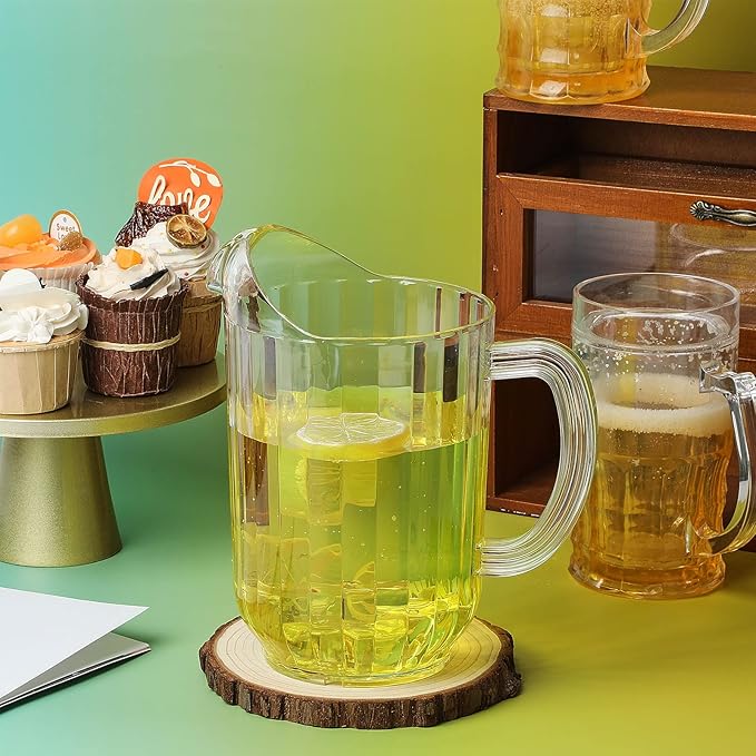 Tessco for you 20 Pcs Plastic Pitchers 60 Ounce Clear Restaurant Jug Large Water Pitcher Carafe Serve Milk Tea Juice Drink for Parties Container Dispenser Beer Jar