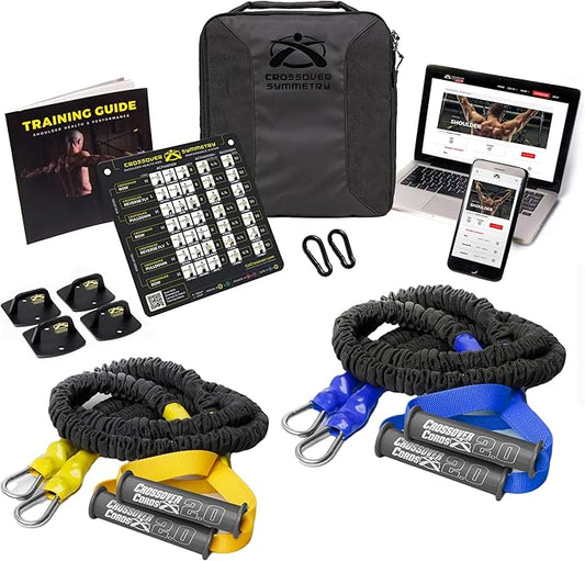 Crossover Symmetry Shoulder System Includes Two Sets of Resistance Bands Attachments Training Guide Exercise Chart Online Workouts for Home Fitness Rehab Rotator Cuff Exercises-FlexoryFit