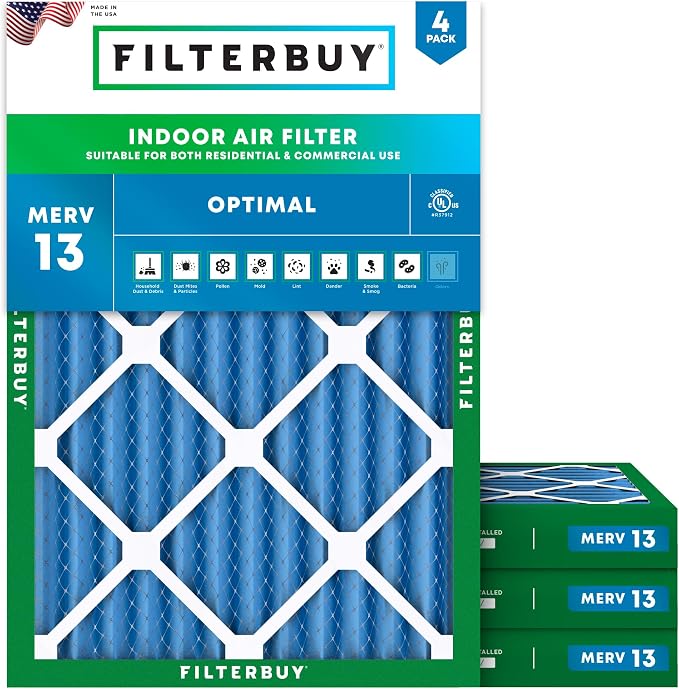 Filterbuy 24x30x2 Air Filter MERV 13 Optimal Smoke & Allergy Defense, by Filterbuy