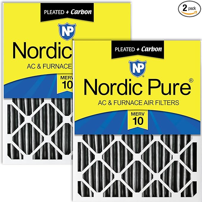 Nordic Pure 20x24x4 (19_3/8 x 23_3/8 x 3_5/8) Furnace Air Filters MERV 10 Plus Carbon 2 Pack