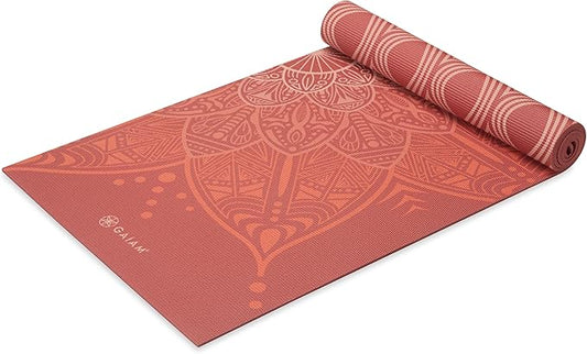 Gaiam Yoga Mat - Premium 6mm Print Reversible Extra Thick Non Slip Exercise & Fitness Mat for All Types of Yoga, Pilates & Floor Workouts (68" x 24" x 6mm Thick)-FlexoryFit