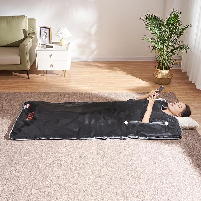VEVOR Sauna Blanket, Portable Far Infrared Sauna for Home, Oxford Sauna Bag w/Arm Holes & Carbon Fiber Heating, 1-6 Level Adjustable Temp 95-176℉, 5-60 Minutes Timer, 71 x 31 in