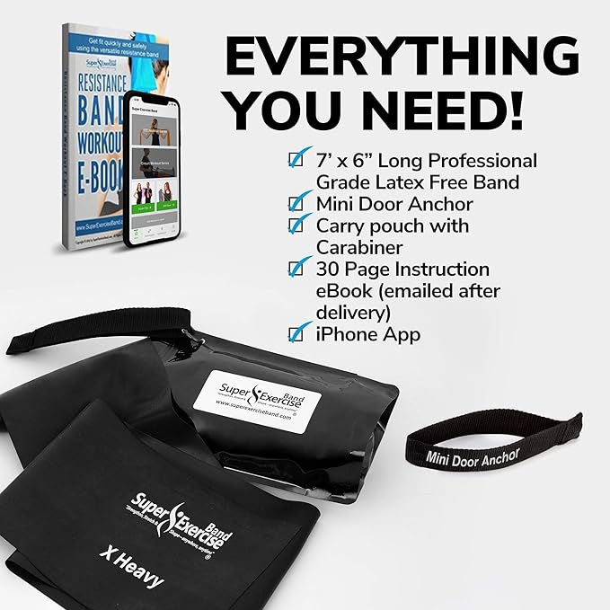 7Ft Long Resistance Bands for Stretching - Resistance Bands Set with Door Anchor - Exercise Bands Including Carry Pouch, E-Book & App - Latex-Free Workout Bands-FlexoryFit