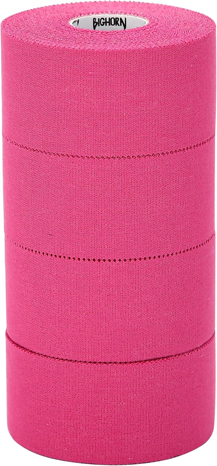 Bighorn Athletics Sports Tape | EZ-Tear Pink Athletic Tape for Wrist, Ankle & Foot Support | Zinc Oxide Infused & Latex-Free Adhesive, Breathable Cotton Fabric, 1.5-Inch x 45-Feet, 4 Rolls, Pink