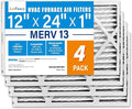 LotFancy 12x24x1 Air Filter MERV 13 4-Pack, Electrostatic Pleated HVAC Furnace by LotFancy