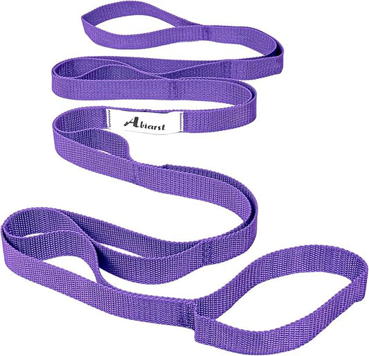 Stretching Strap Yoga Straps for Physical Therapy, 10 Loops Non-Elastic Stretch Band for Pilates, Flexibility, Exercise and Gymnastics-FlexoryFit