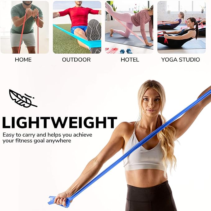 7Ft Long Resistance Bands for Stretching - Resistance Bands Set with Door Anchor - Exercise Bands Including Carry Pouch, E-Book & App - Latex-Free Workout Bands-FlexoryFit