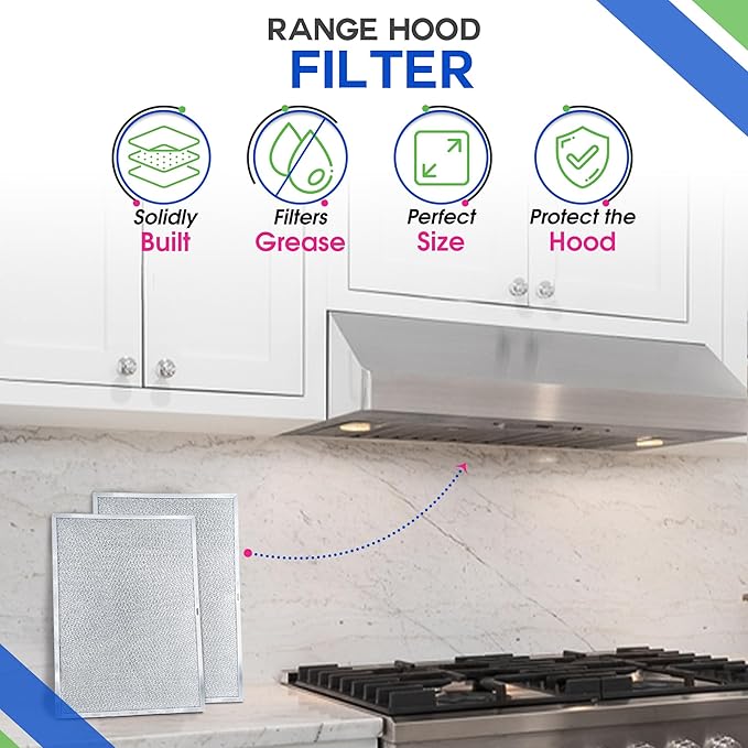 Bagean Stove Hood Vent Filter 11.8" x 17.35" BPS1FA36 Compatible with Broan Range Hood Filter Replacement - Fit's Allure Range Overhead Aluminum Screen - Blocks Grease & Filters Over Oven Air (2-Pack)
