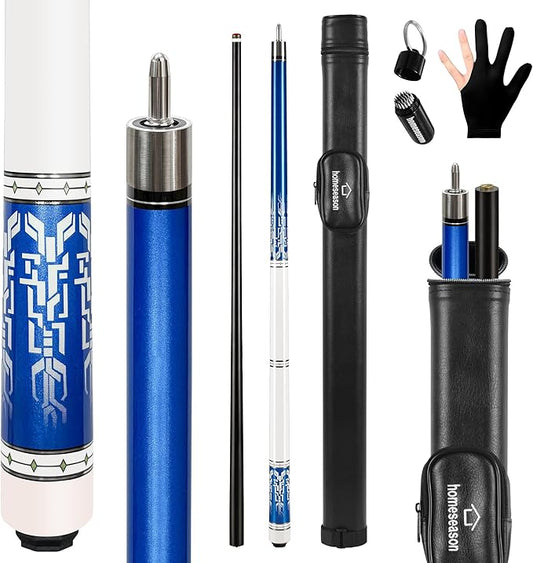 HomeSeason Glass Fiber Pool Cue 58" Professional Pool Stick 12.7mm 4-Layer Tip Low Deflection Cue Stick, 3 * 8/8Joint Pin, Ultra-Smooth, Billiard Cue Sticks-FlexoryFit