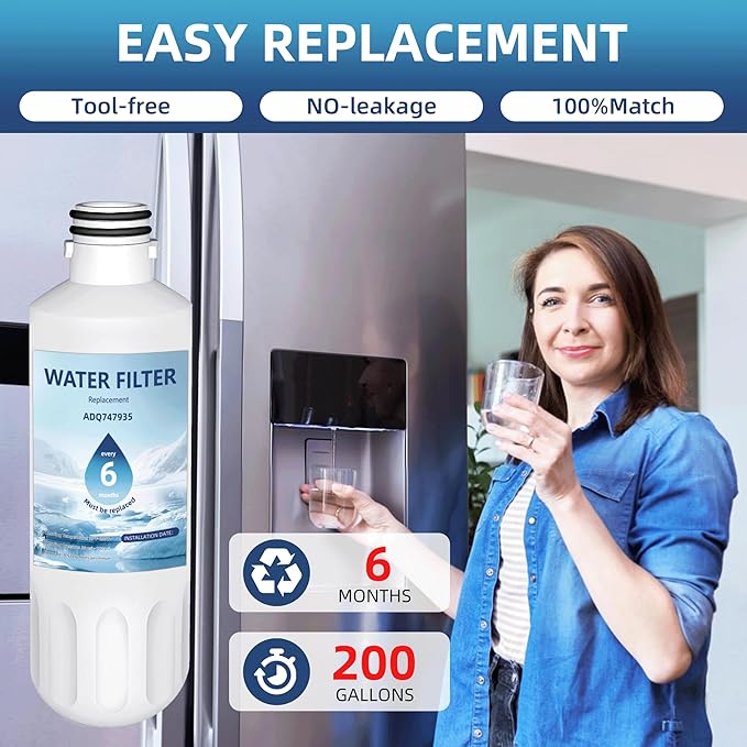 LT1000P ADQ747935 Water Filter LT1000P Replacement for LG LT1000P®/PC/PCS ThinQ® Water Filter,AGF80300704,LMXS28626S,LFXS26973S,LRFLC2706S,LRFS28XBS,LFXC22526S