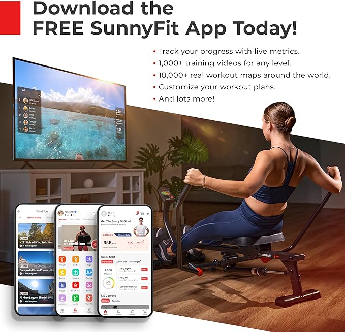 Sunny Health & Fitness Smart Stationary Exercise Upright Bike w/Pulse Sensor & 4-Way Adjustable Seat, Cycling Machine for Home Cardio Training, Free SunnyFit App Connection, Optional Resistance Band