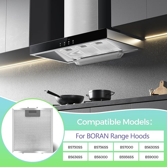 S97018029 Range Hood Filter Replacement - 10.25"x9" Aluminum Frame & Mesh with Plastic Clips - 2 Pack by seteams