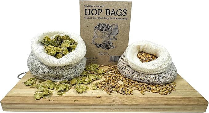 Regency Wraps Hops and Grain Steeping Bags, 14" (pack of 10), Fine Cotton Mesh Sock Homebrew Accessory Filters Hops, Grain and Spices for Beer, Wine, Cider