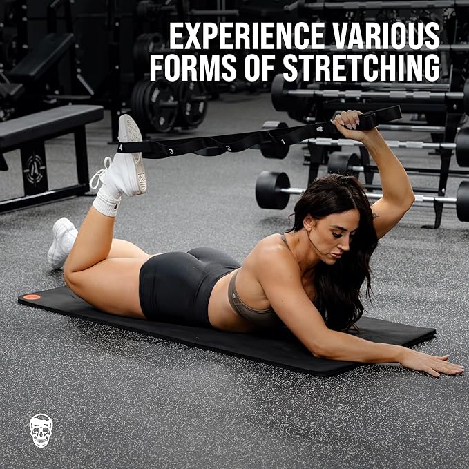 Gymreapers Stretching Strap for Physical Therapy Non-Elastic Stretch Band 10 Loop Neoprene Stretch Strap for Yoga Pilates Exercise Men & Women-FlexoryFit