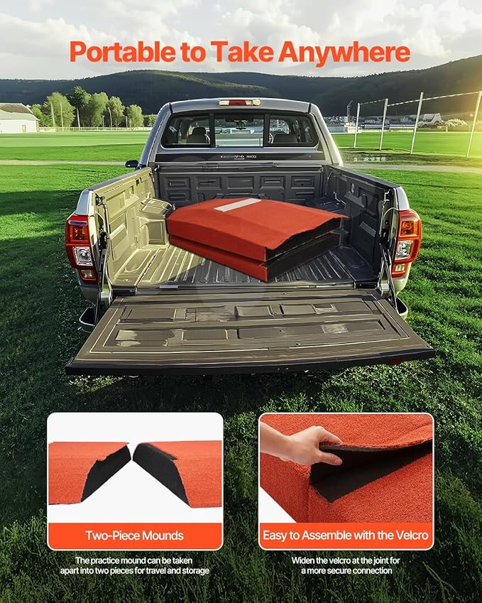 VEVOR Pitching Mound, Baseball Game Mound, Indoor/Outdoor Pitching Practice and Training Equipment, Softball Pitching Aids with Antifade Turf and Pitching Rubber-FlexoryFit