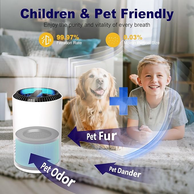 MK01 & MK06 True HEPA Filter Replacement Compatible with Aroeve MK01, MK06, ToLife TZ-K1 and Kloudi DH-JH01 Air Purifier, Pet Dander Version, Green, 2 Pack