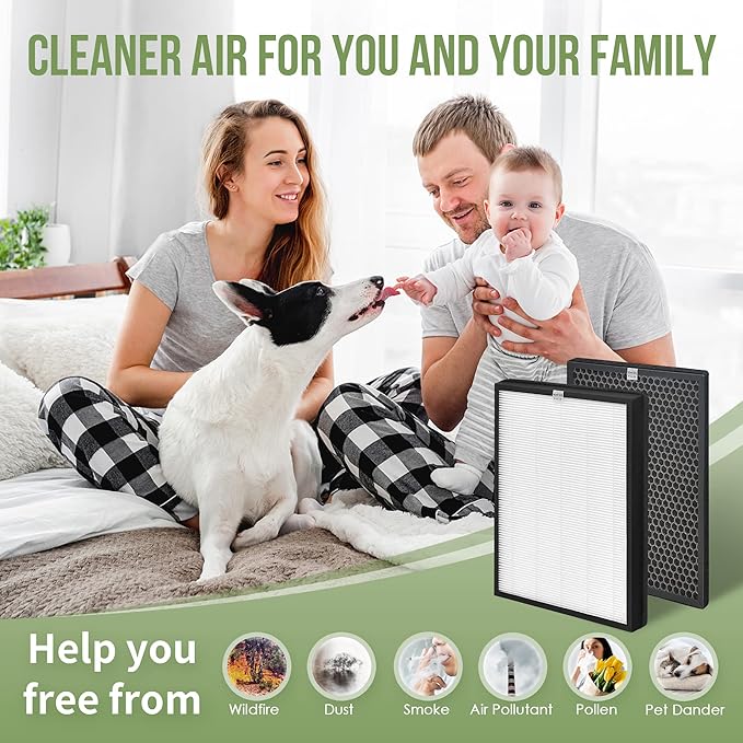 AP-B102 Replacement Filter Compatible with Alexapure Breeze Air Pu-rifier AP-B102 and 3049 Filter Set, 1 H13 True HEPA Filters and 1 Activated Carbon Filters Included
