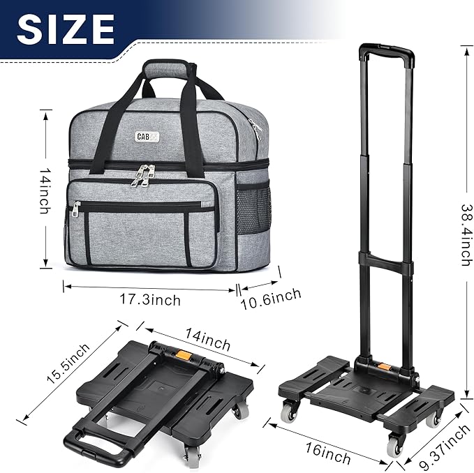 CAB55 2 Ball Bowling Bag with 4 Wheels, Double Bowling Ball Bag with Separate Shoe Compartment, (Up To US Men Size 16), and Multiple Multifunctional Accessory Pockets-FlexoryFit