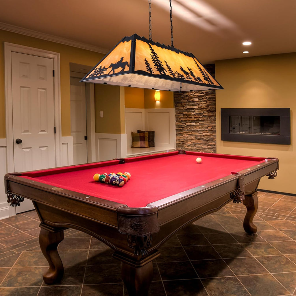 TOCHIC Tiffany Pool Table Light, 4 Lights billiard & pool table lights for 7' 8' Table, Farmhouse Chandelier for Dining Room, Western Cowboy Pool table Light Fixture for Game Room, Kitchen Island, 48”