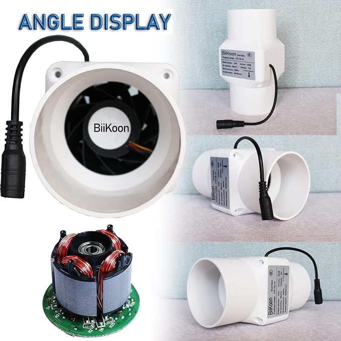 12V Inline Duct Fan 3 Inch Vent Booster 14W HVAC Exhaust Intake Fans 58Cfm Air - Image 3