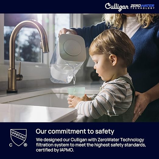 Culligan with ZeroWater Technology 32-Cup Water Filter Dispenser – Includes 5-Stage Advanced Water Filter, Certified to Reduce Lead, Total PFAS (Forever Chemicals), Mercury, Fluoride, and Chlorine