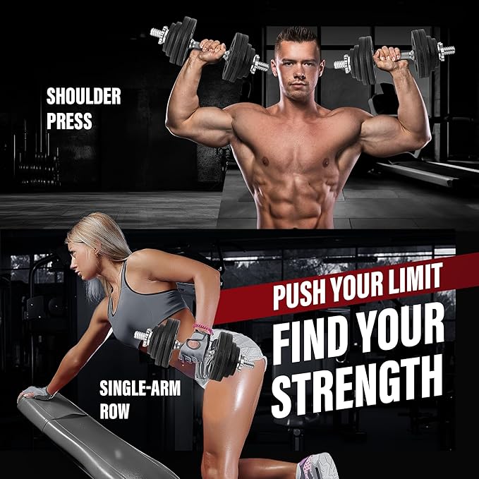 Yes4All Old School Adjustable Dumbbell Set with Weight Plates, Star Lock Collars/Connector, 40lbs to 200lbs Adjustable Weight Plates Set-FlexoryFit