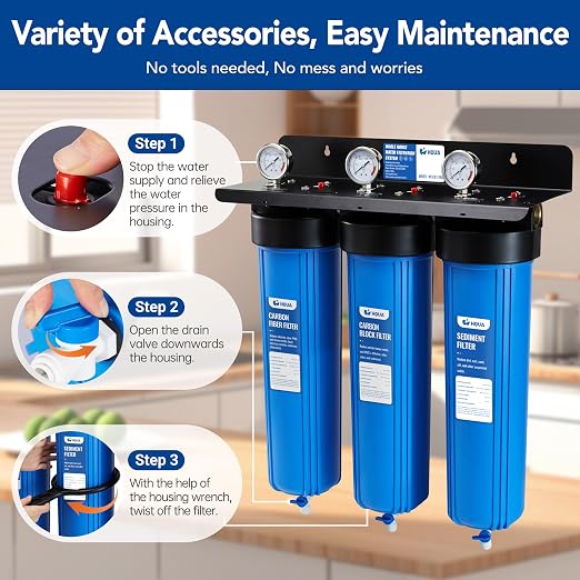 WF3-01 PRO 3-Stage Whole House Water Filtration System, Big Blue 20" x 5.5" - Image 7