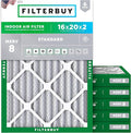 Filterbuy 16x20x2 Air Filter MERV 8 (MPR 700) Dust Defense Replacement (6-Pack), Electrostatic Pleated HVAC AC Furnace Filters, Made in USA (Actual Size: 15.50 x 19.50 x 1.75)