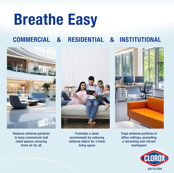 Clorox 16x20x1 Air Filter, MERV 11 Pleated HVAC AC Furnace Air Filters, MPR 1000 & FPR 7 – Pack of 4
