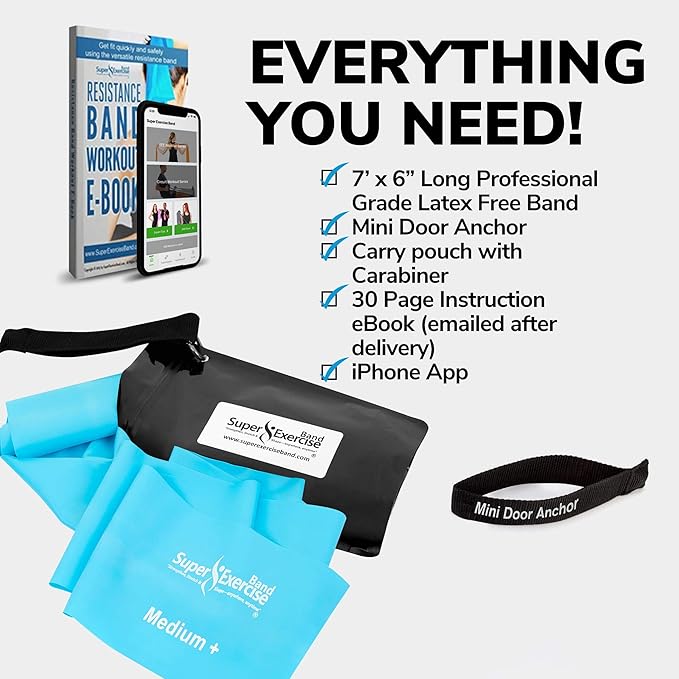 7Ft Long Resistance Bands for Stretching - Resistance Bands Set with Door Anchor - Exercise Bands Including Carry Pouch, E-Book & App - Latex-Free Workout Bands-FlexoryFit