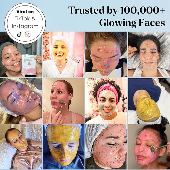 Jelly Face Mask for Facials - Hyaluronic Acid Hydrating, Brightening & Nourishing Jelly Mask with Free Jade Roller & Spatula | Professional Hydrojelly Masks | Vajacial Jelly Mask Powder | 23 Oz Jar-FlexoryFit