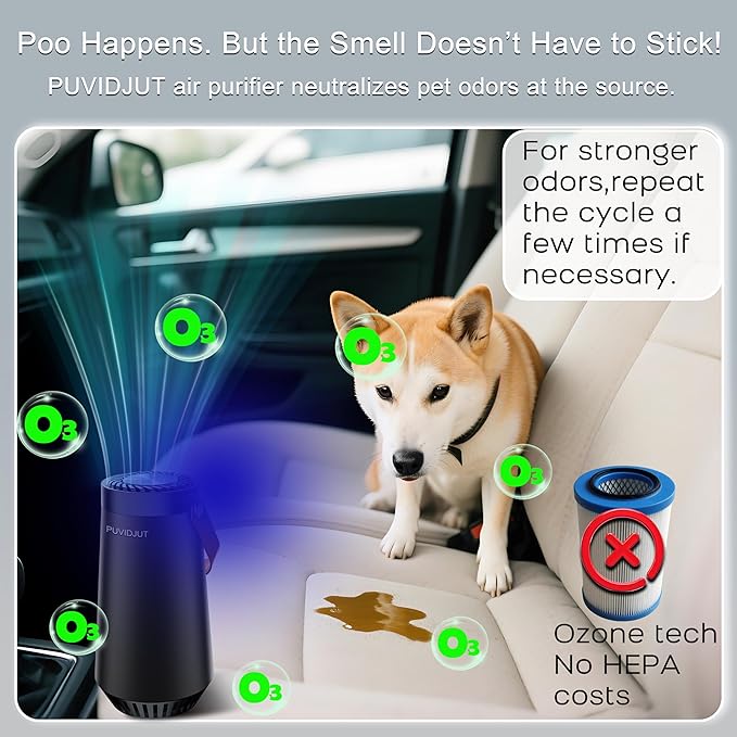 Ozone Machine for Car and Ionic Air Purifier 2-IN-1 to Clean Pet Smell,Smoke Odor, and Dust, Pollen for Home Room, Car and Personal Spaces